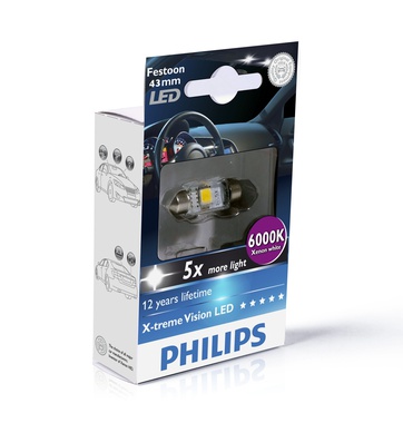 Автолампи Festoon X-tremeVision LED T10,5x43 6000K, 12V