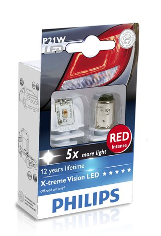 Автолампи LED P21W, 12/24V X-tremeVision - RED
