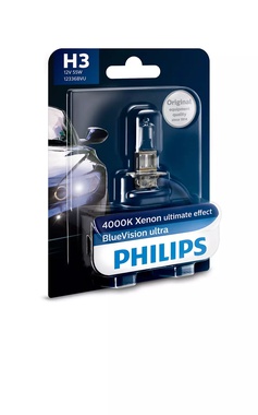 Автолампи, H3 12V 55W PK22S BlueVision Ultra-1бр/блистер
